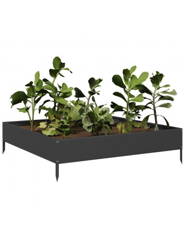 Fioriera Rialzata da Giardino Nera 100x100x26 cm in Acciaio