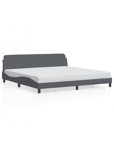 Giroletto con Testiera Grigio Scuro 200x200 cm in Velluto