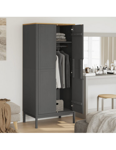 Armadio FLORO 77x53x171 cm in Legno Massello di Pino Grigio