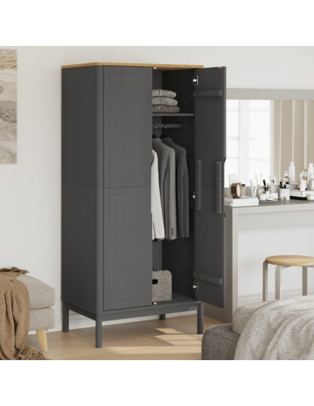 Armadio FLORO 77x53x171 cm in Legno Massello di Pino Grigio