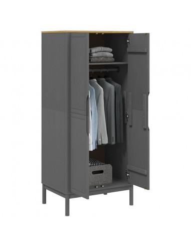 Armadio FLORO 77x53x171 cm in Legno Massello di Pino Grigio