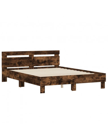 Giroletto con Testiera Rovere Fumo 140x200 cm Legno Multistrato