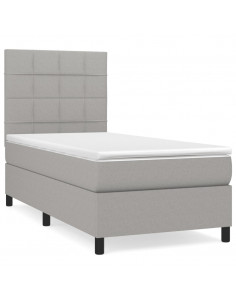 Giroletto a Molle con Materasso Grigio Chiaro 90x200 cm Tessuto 2