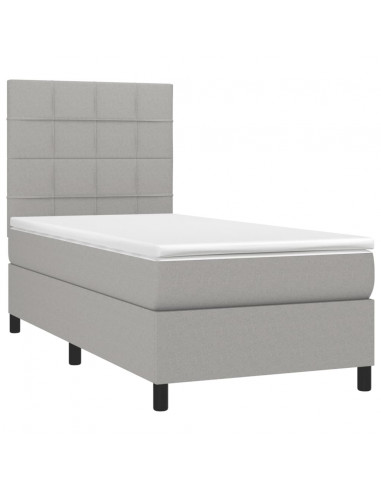 Giroletto a Molle con Materasso Grigio Chiaro 90x200 cm Tessuto