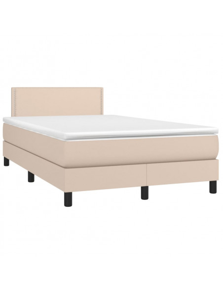 Giroletto Molle Materasso e LED Cappuccino 120x200cm Similpelle