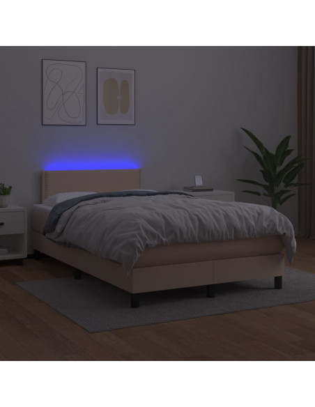 Giroletto Molle Materasso e LED Cappuccino 120x200cm Similpelle