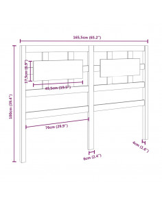Testiera per Letto Miele 165,5x4x100 cm Legno Massello di Pino