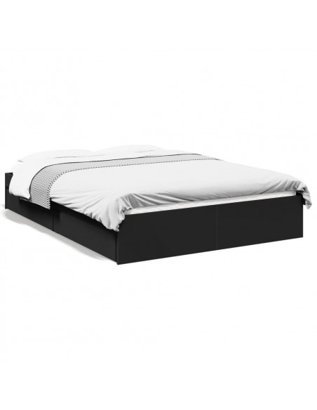 Giroletto con Cassetti Nero 140x190 cm in Legno Multistrato