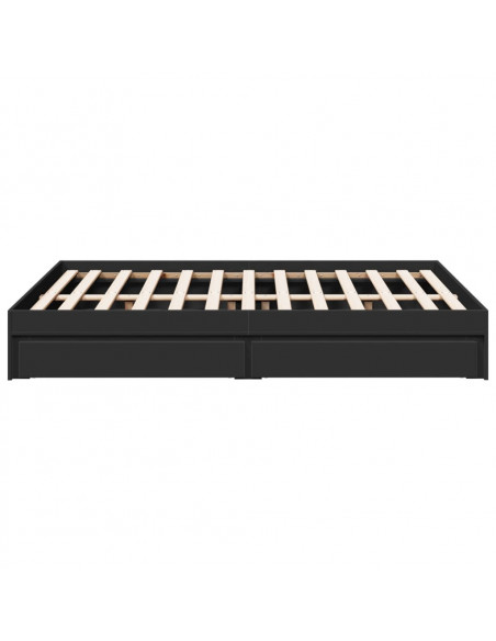 Giroletto con Cassetti Nero 140x190 cm in Legno Multistrato