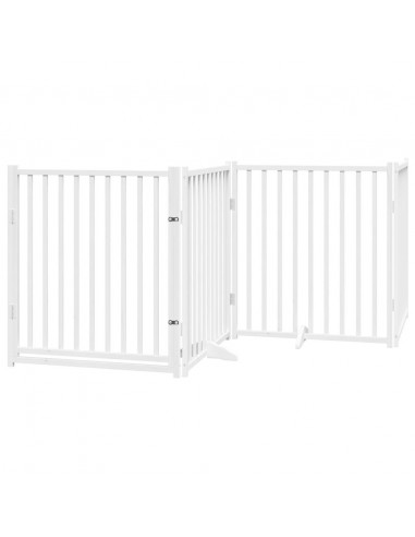 Cancello Cani Porta Pieghevole Bianco 10 Pannelli 800 cm Pioppo