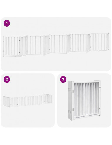 Cancello Cani Porta Pieghevole Bianco 10 Pannelli 800 cm Pioppo