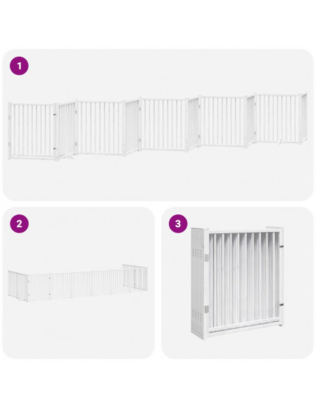 Cancello Cani Porta Pieghevole Bianco 10 Pannelli 800 cm Pioppo