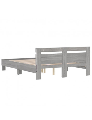 Giroletto con Testiera e LED Grigio Sonoma 140x200 cm