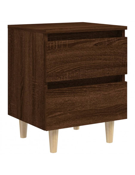 Comodino con Gambe in Legno Massello Rovere Marrone 40x35x50cm
