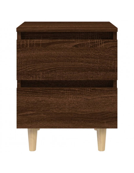 Comodino con Gambe in Legno Massello Rovere Marrone 40x35x50cm