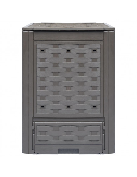 Compostiere 2 pz Marrone 60x60x83cm 600 L in Rattan di Plastica