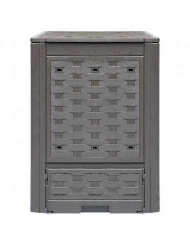 Compostiere 3 pz Marrone 60x60x83 cm 900 L Rattan di Plastica