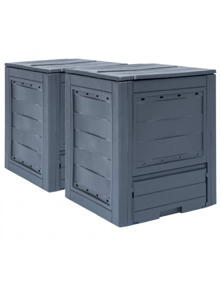 Compostiere per Giardino 2 pz Grigio 60x60x73 cm 520 L