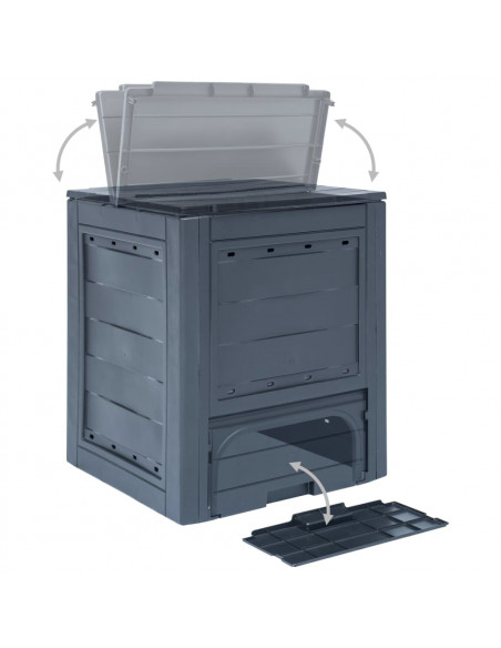 Compostiere per Giardino 2 pz Grigio 60x60x73 cm 520 L