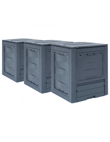 Compostiere per Giardino 3 pz Grigio 60x60x73 cm 780 L