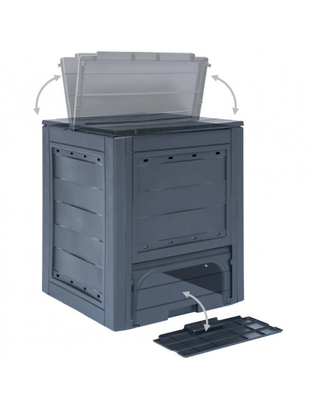 Compostiere per Giardino 3 pz Grigio 60x60x73 cm 780 L