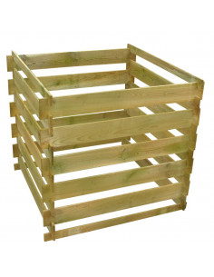 Bidone per Compost a Doghe 0,54 m3 in Legno Quadrato 2