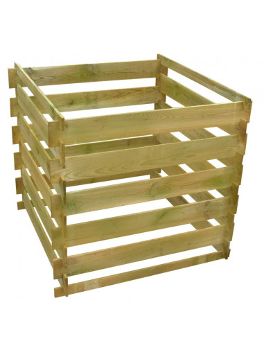 Bidone per Compost a Doghe 0,54 m3 in Legno Quadrato