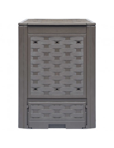 Compostiera Giardino Marrone 60x60x83 cm 300 L Rattan Plastica