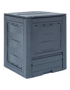 Compostiera da Giardino 60x60x73 cm 260 L Grigia 2