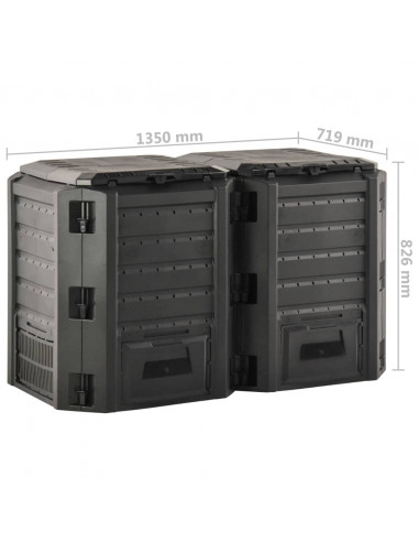 Compostiera da Giardino Nera 800 L