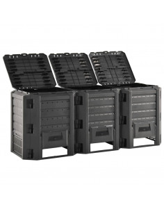 Compostiera da Giardino Nera 1200 L 2