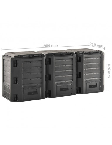 Compostiera da Giardino Nera 1200 L