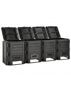 Compostiera da Giardino Nera 1600 L 2