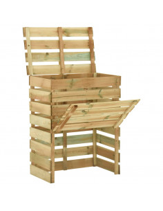 Compostiera da Giardino a Doghe 80x50x100cm in Pino Impregnato 2