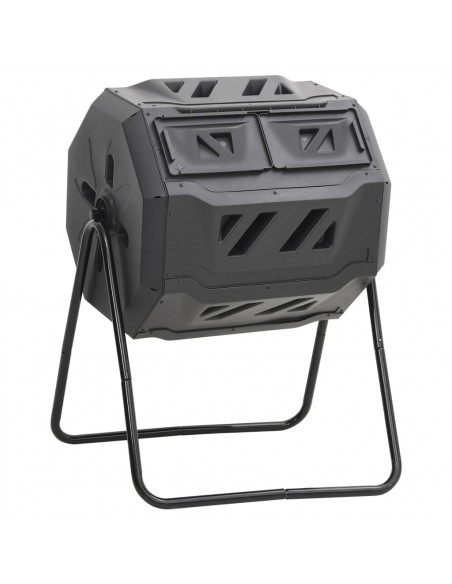Compostiera da Giardino Nera 73x64x95 cm da 160 L