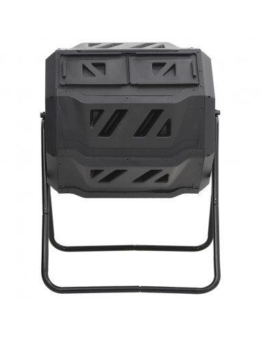 Compostiera da Giardino Nera 73x64x95 cm da 160 L