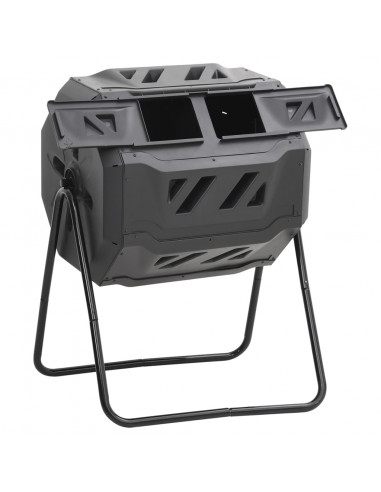 Compostiera da Giardino Nera 73x64x95 cm da 160 L