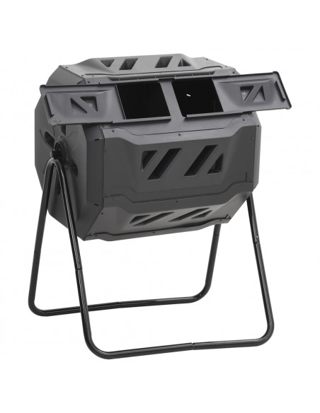 Compostiera da Giardino Nera 73x64x95 cm da 160 L