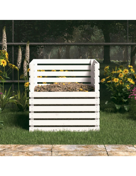 Compostiera Bianca 80x80x78 cm in Legno Massello di Pino