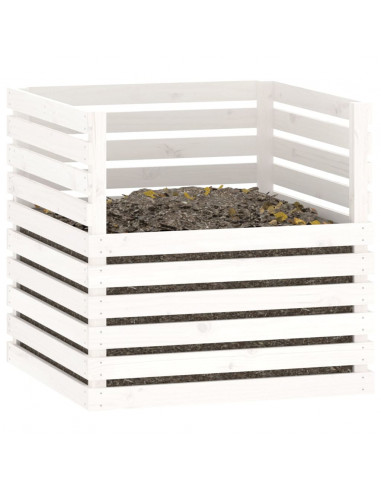 Compostiera Bianca 80x80x78 cm in Legno Massello di Pino