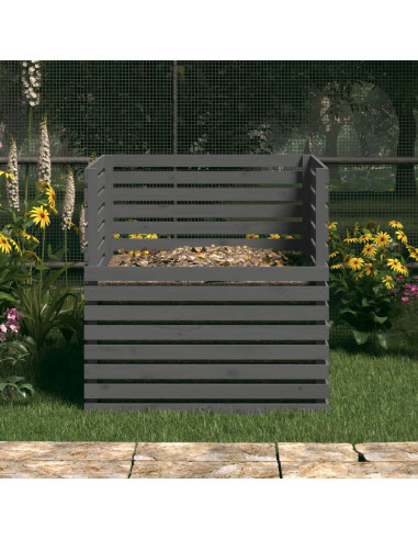 Compostiera Grigia 100x100x102 cm in Legno Massello di Pino