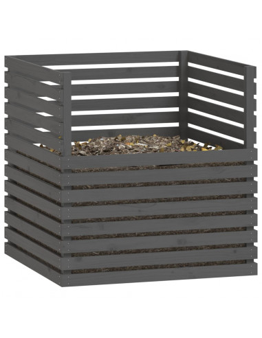 Compostiera Grigia 100x100x102 cm in Legno Massello di Pino