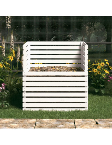 Compostiera Bianca 100x100x102 cm in Legno Massello di Pino