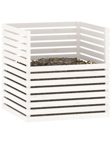 Compostiera Bianca 100x100x102 cm in Legno Massello di Pino