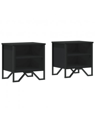 Comodini Neri 2 pz 40x30x40 cm in Truciolato