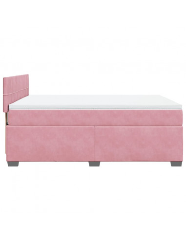 Giroletto a Molle con Materasso Rosa 160x200 cm in Velluto