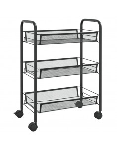 Carrello da Cucina con 3 Ripiani Nero 46x26x64 cm in Ferro 2