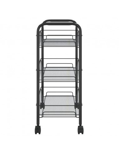Carrello da Cucina con 3 Ripiani Nero 46x26x64 cm in Ferro