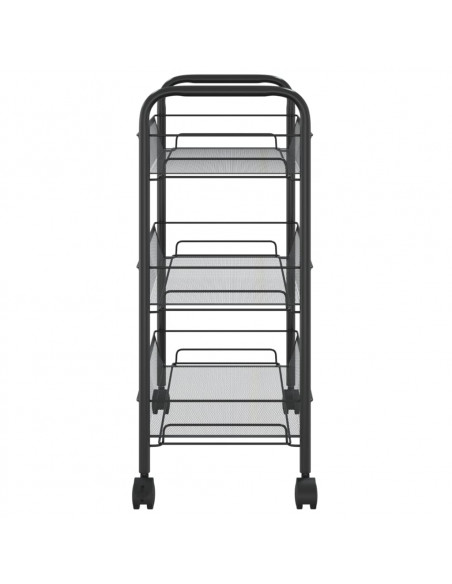 Carrello da Cucina con 3 Ripiani Nero 46x26x64 cm in Ferro