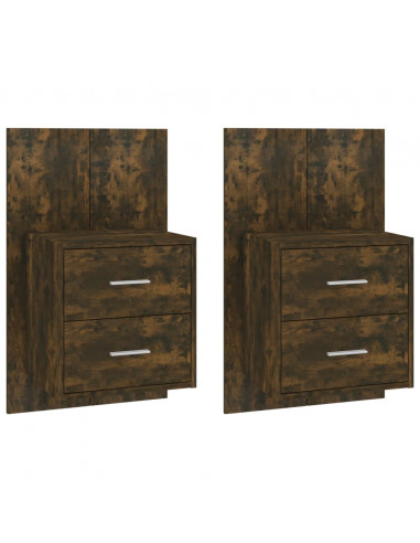 Comodini a Muro 2 pz Rovere Fumo